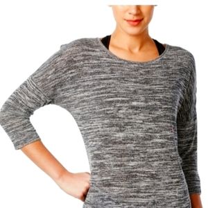 NEW WOMEN'S COWL NECK SPACE-DYED THREE-QUARTER SLEEVE TOP (LARGE)